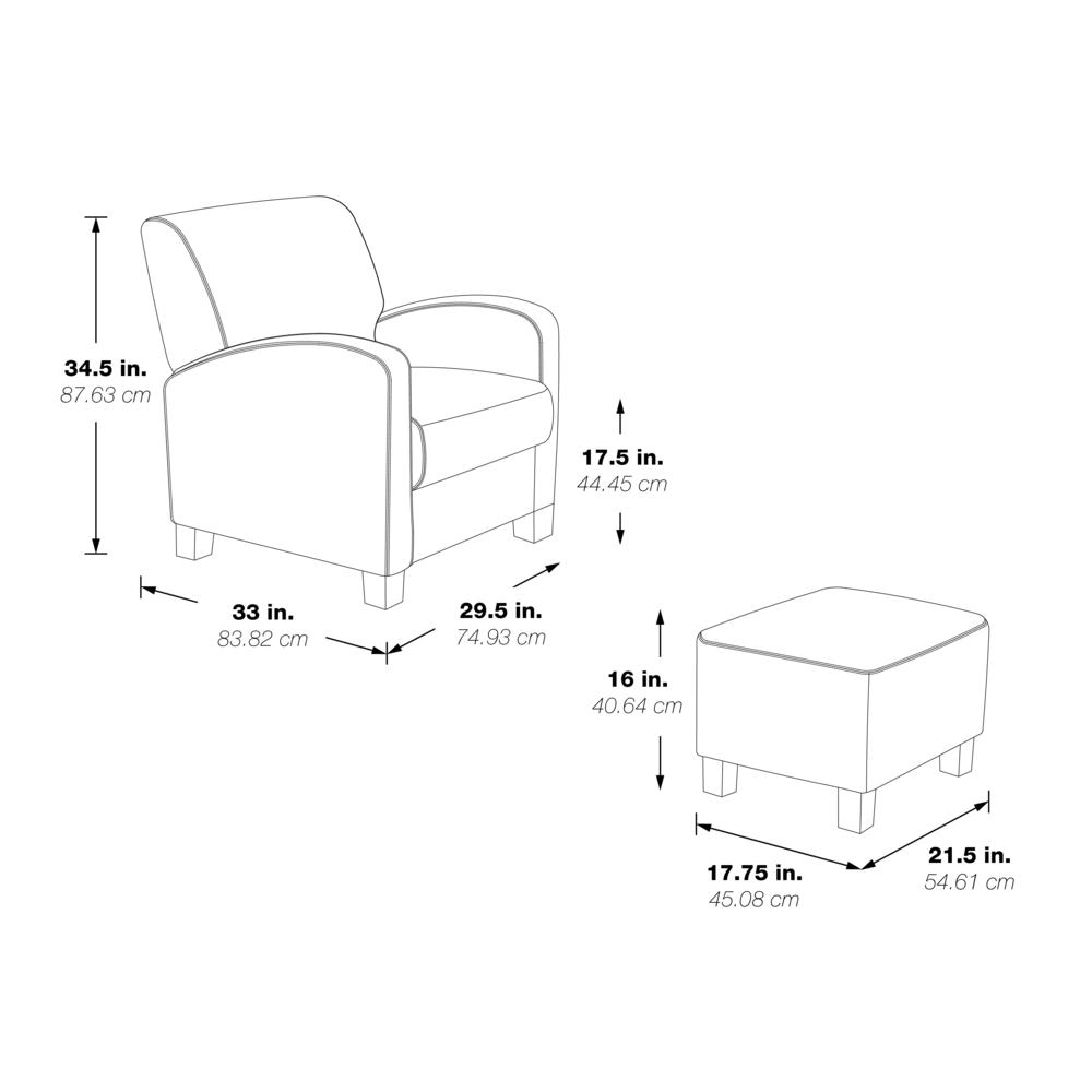 Aiden Chair & Ottoman Cream Faux Leather with Medium Espresso Legs, ADN-PD28. Picture 2