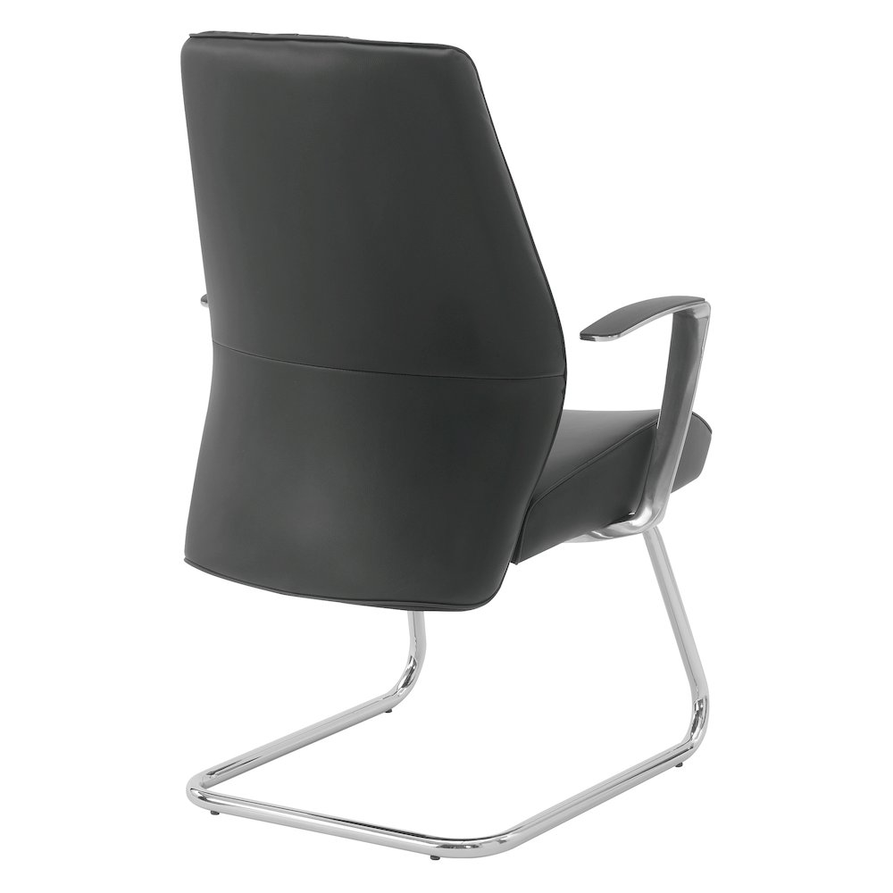 Visitor’s Chair with Fixed Padded Aluminum Arms and Chrome Sled Base. Picture 5