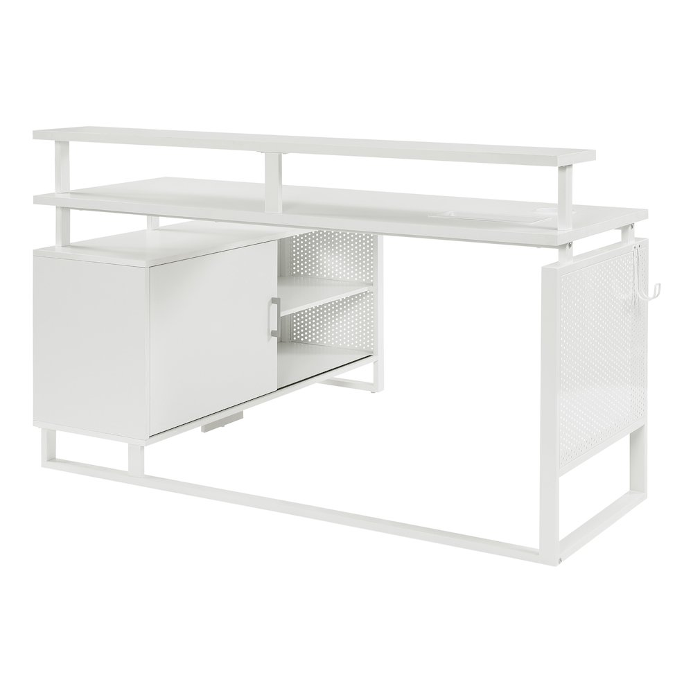 Ace 60"x 50" L-Shape Desk in White Top and White Frame. Picture 4