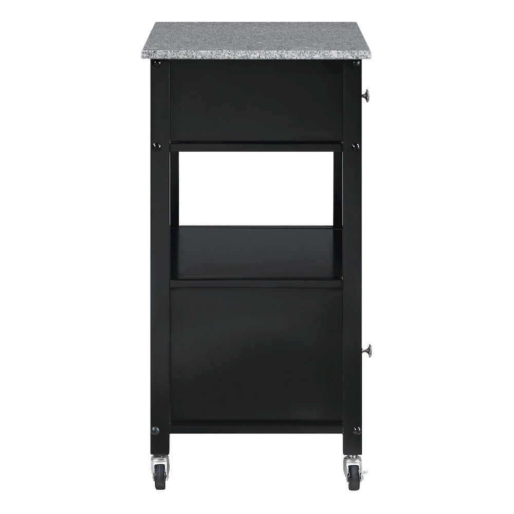 Fairfax Kitchen Cart with Granite Top and Black Base. Picture 3