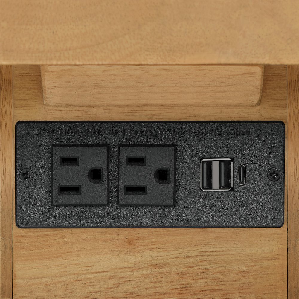 Winston Accent C-Table with Power in Natural Oak Finish. Picture 9