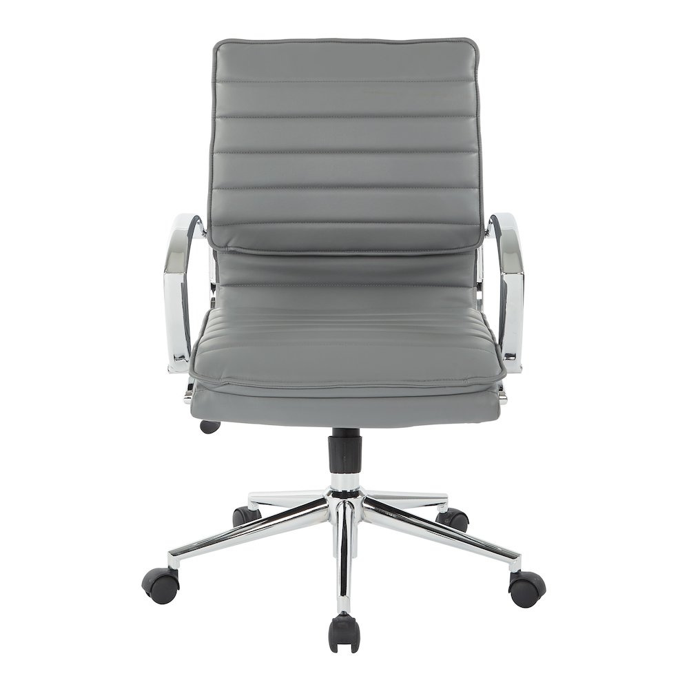 Mid-Back Manager’s Faux Leather Chair with Chrome Base, Removable Arm Sleeves.. Picture 4