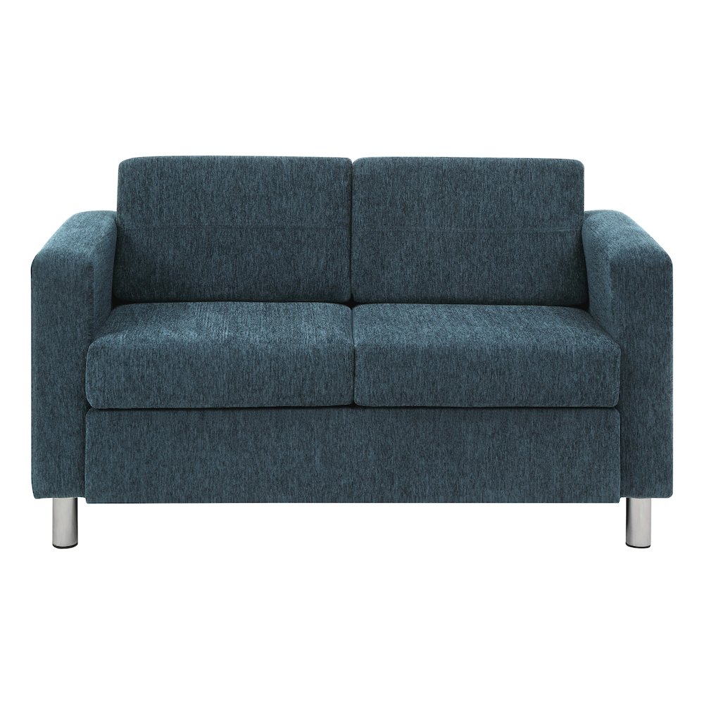 Pacific Loveseat in Navy Fabric with Chrome Legs. Picture 4
