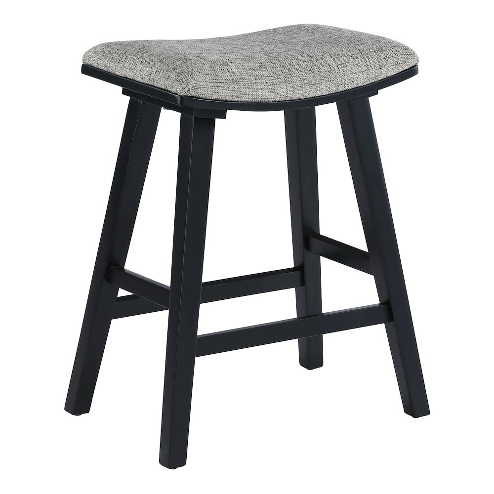 Coley 24" Saddle Stool 2-Pack With Graphite Fabric Seat And Black Wash Frame. Picture 2