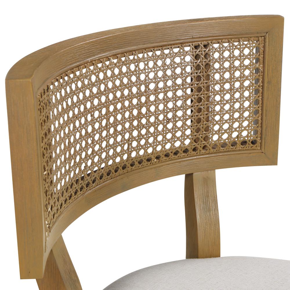 Alaina 26" Cane Back Counter Stool in Linen Fabric with Coastal Wash. Picture 5