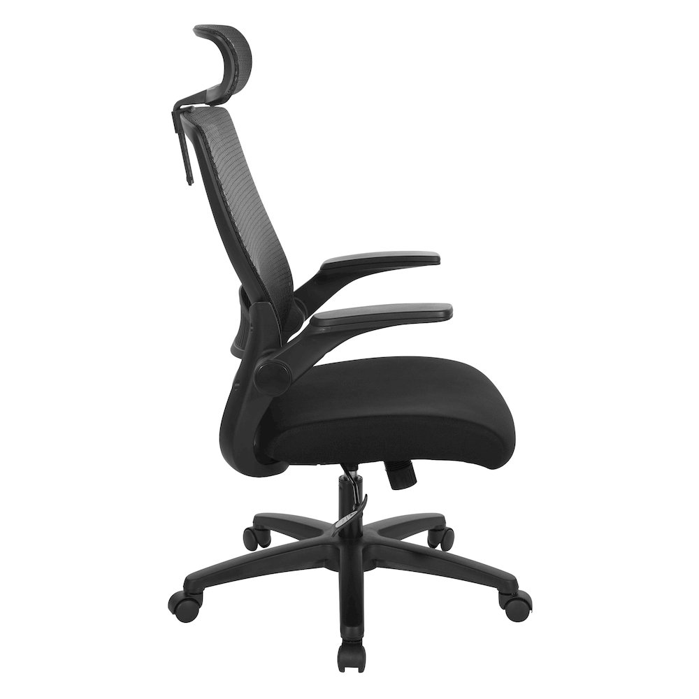 Managers Chair With Mesh Back In Black Fabric Seat Molded Foam. Picture 5