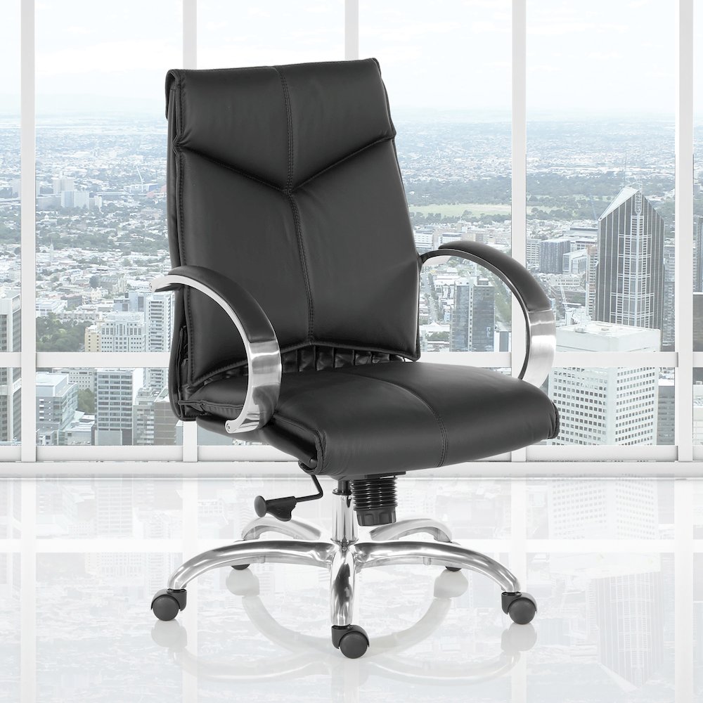 Deluxe Mid Back Black Lthr Chair. Picture 8