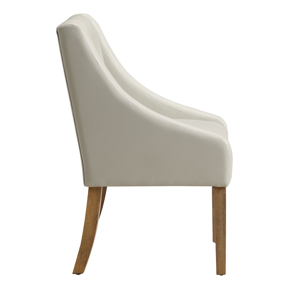 Monarch Dining Chair In Cream Faux Leather With Medium Espresso Wood Legs. Picture 4
