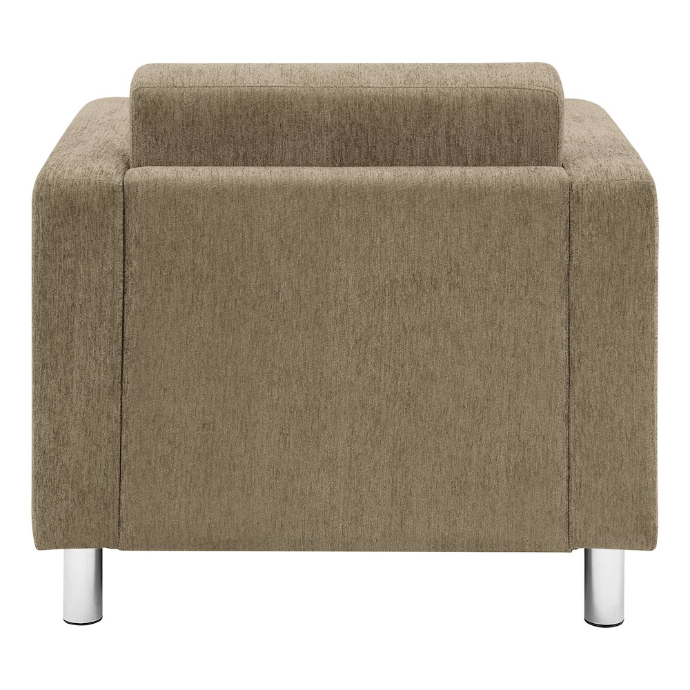 Pacific Armchair in Taupe Fabric with Chrome Legs. Picture 7