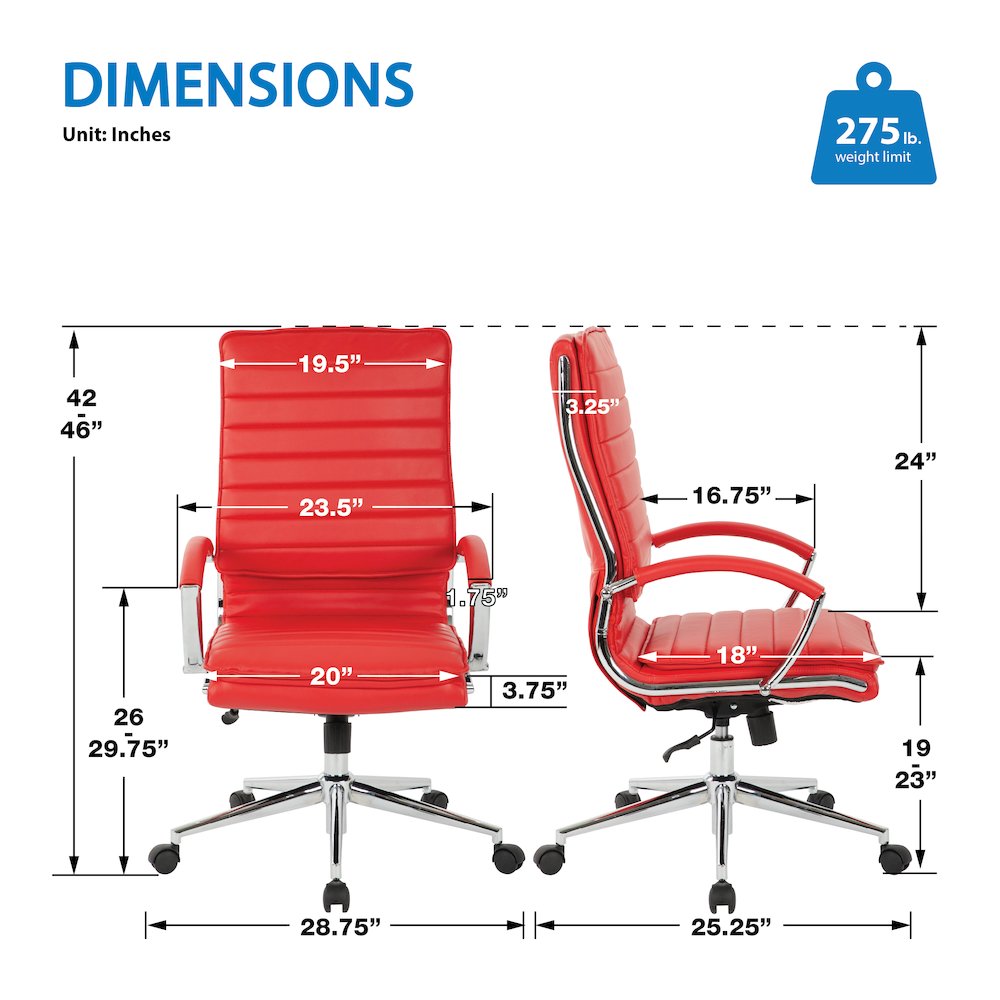 High Back Manager's Faux Leather Chair with Chrome Base, Removable Arm Sleeves. Picture 7