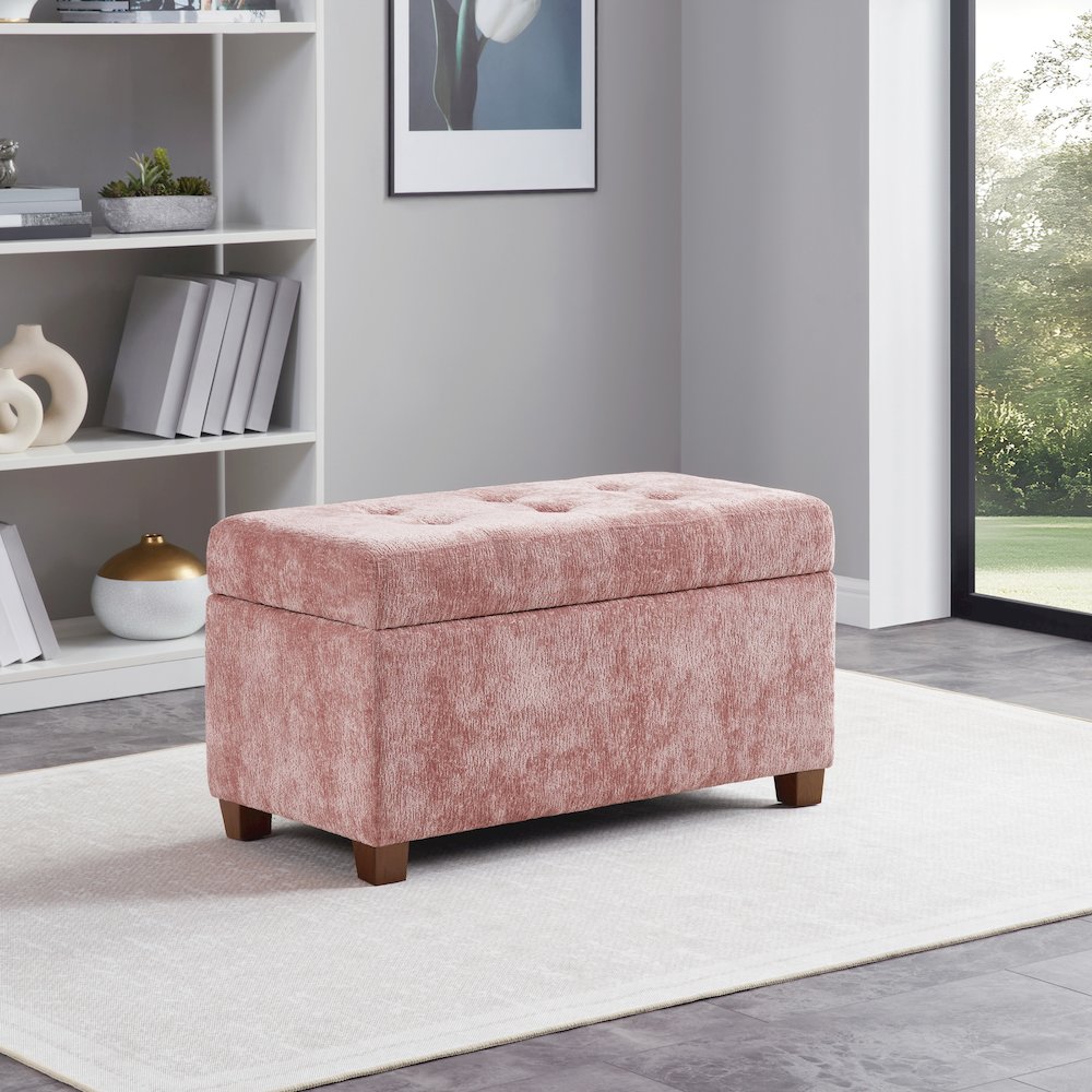 Metro Storage Ottoman in Dusty Rose Fabric. Picture 7