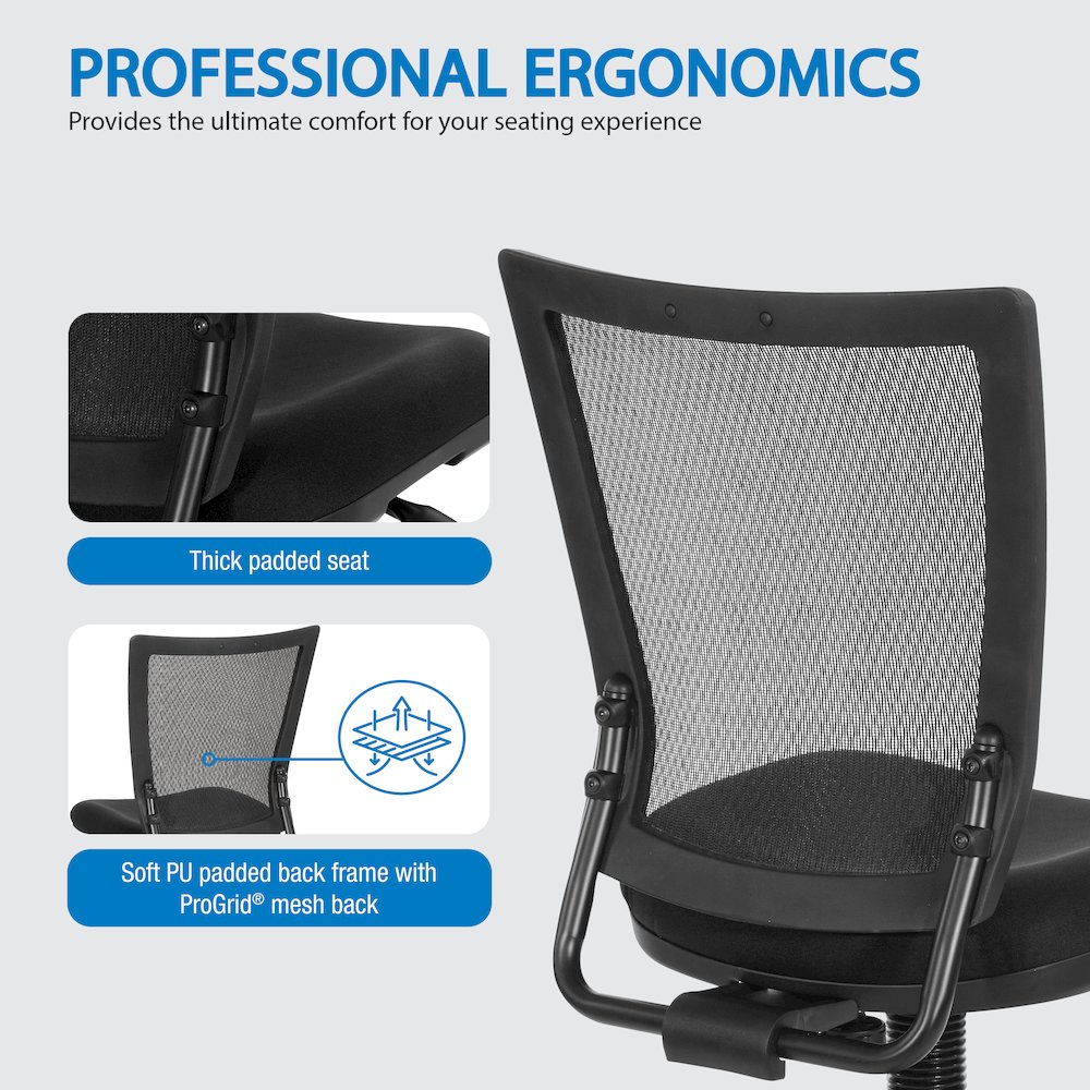 Soft PU Padded Back Frame with Breathable ProGrid Mesh Back Drafting Chair. Picture 10