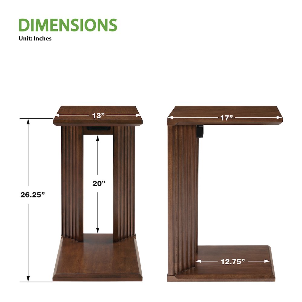Winston Accent C-Table with Power in Dark Oak Finish. Picture 3
