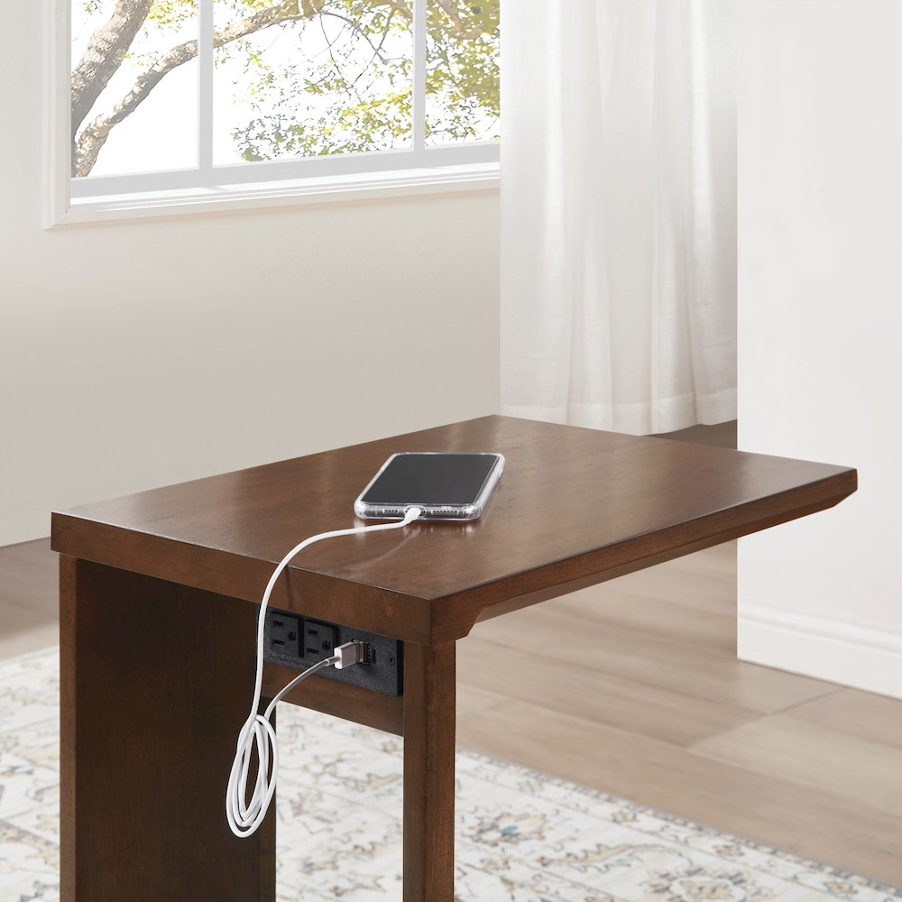 Winston Accent C-Table with Power in Dark Oak Finish. Picture 8