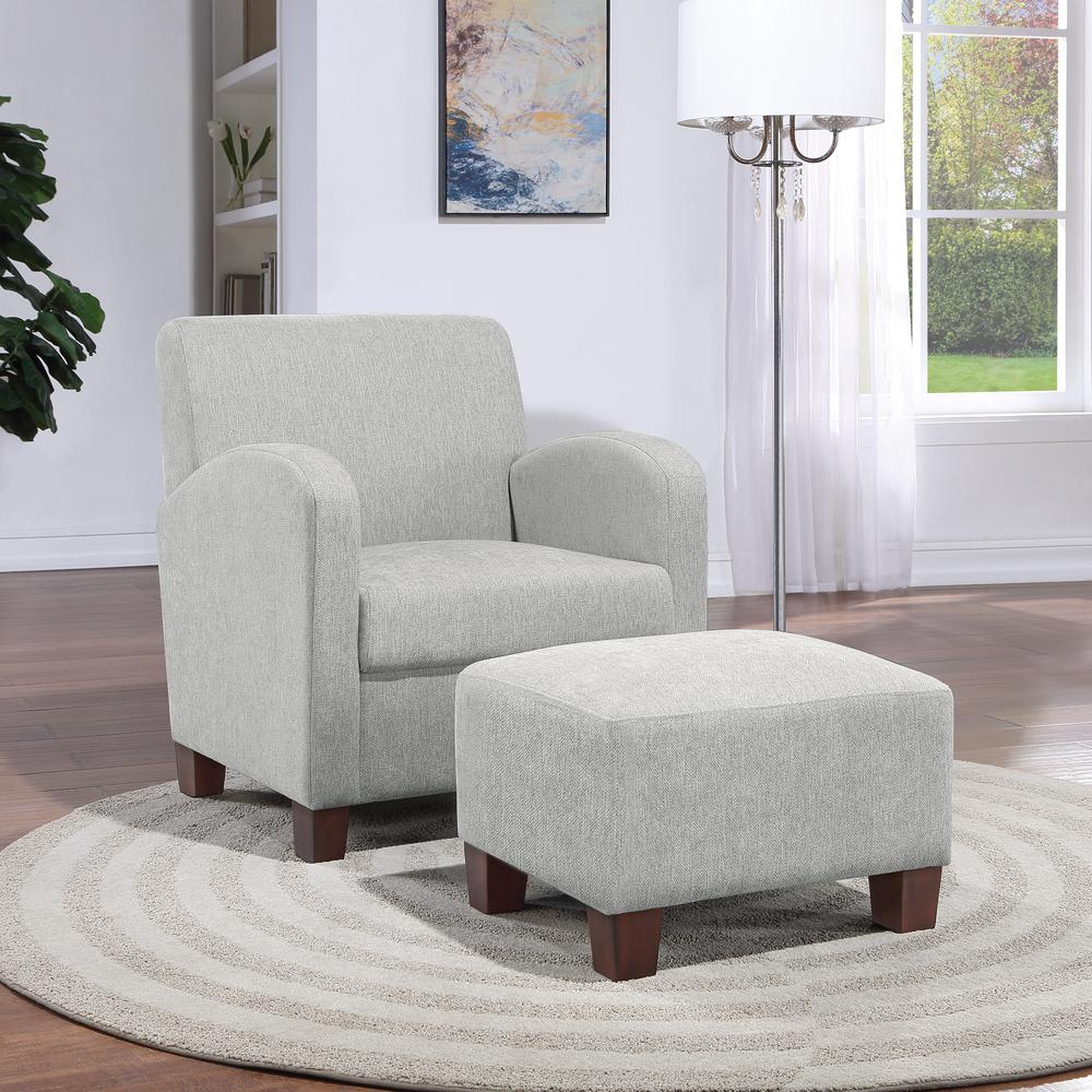 Aiden Chair & Ottoman Herringbone Smoke with Medium Espresso Legs, ADN-H14. Picture 5
