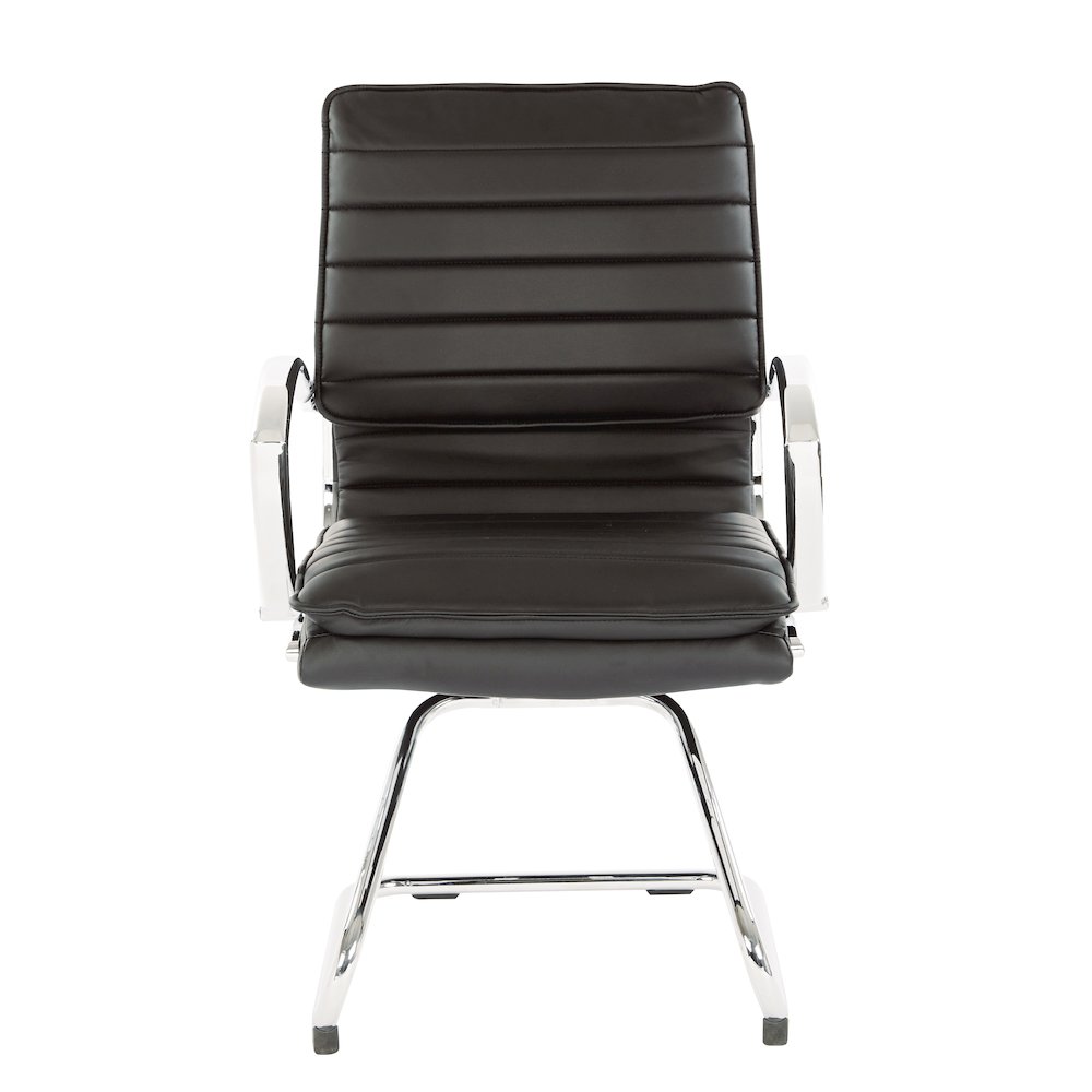 Guest Faux Leather Chair with Chrome Base and Includes Removable Arm Sleeves. Picture 4