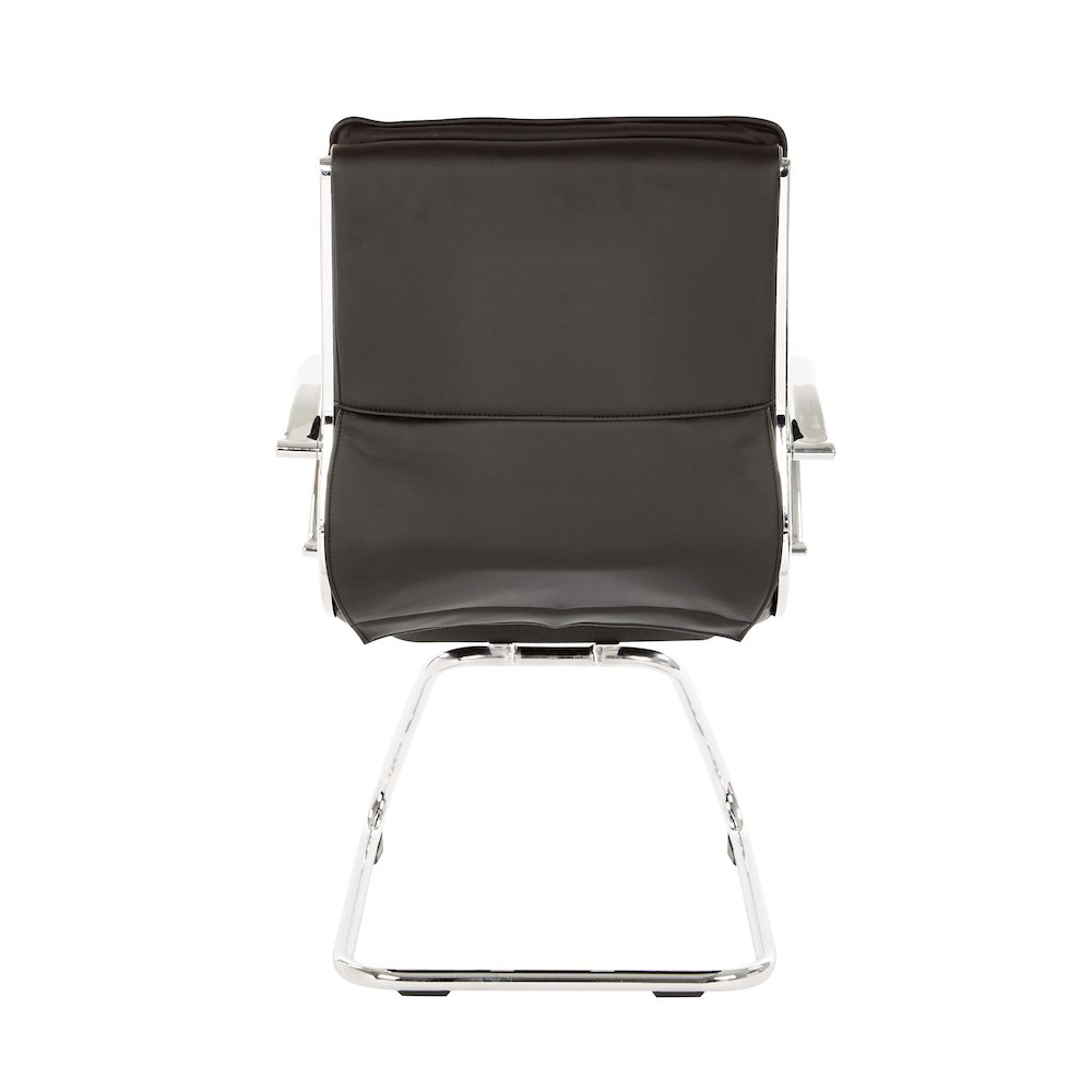 Guest Faux Leather Chair with Chrome Base and Includes Removable Arm Sleeves. Picture 7