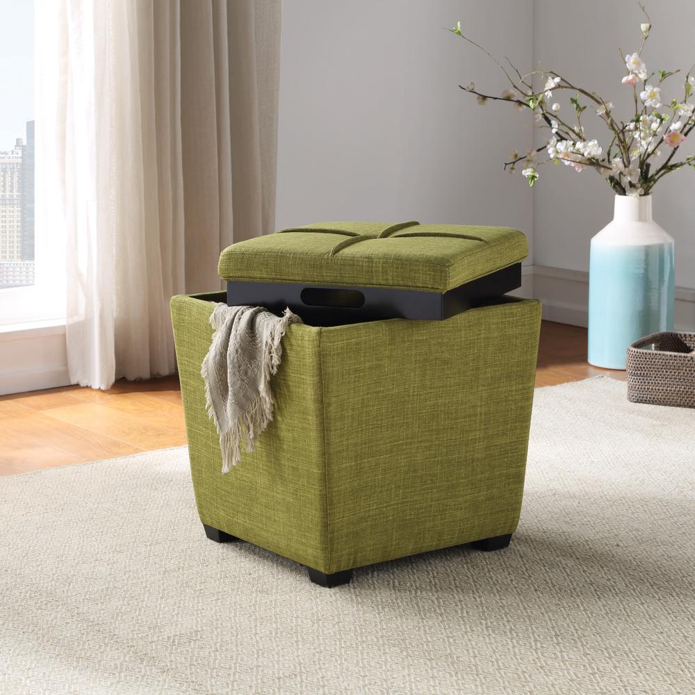 Rockford Storage Ottoman in Green Fabric, RCK361-M17. Picture 4