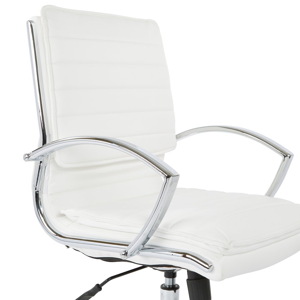 Mid-Back Manager’s Faux Leather Chair with Chrome Base, Removable Arm Sleeves.. Picture 9