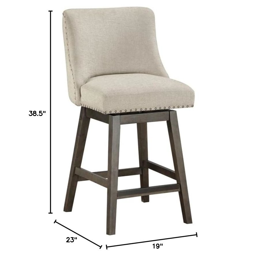 Granville 26" Swivel Counter Stool with Grey Legs in Wheat Fabric. Picture 11
