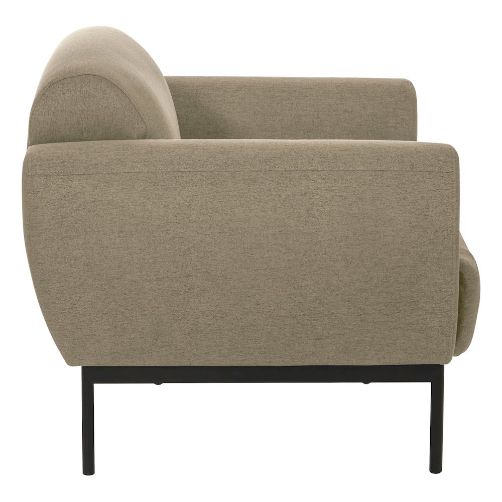 Delta Armchair in Taupe Fabric with Black Metal Legs. Picture 4