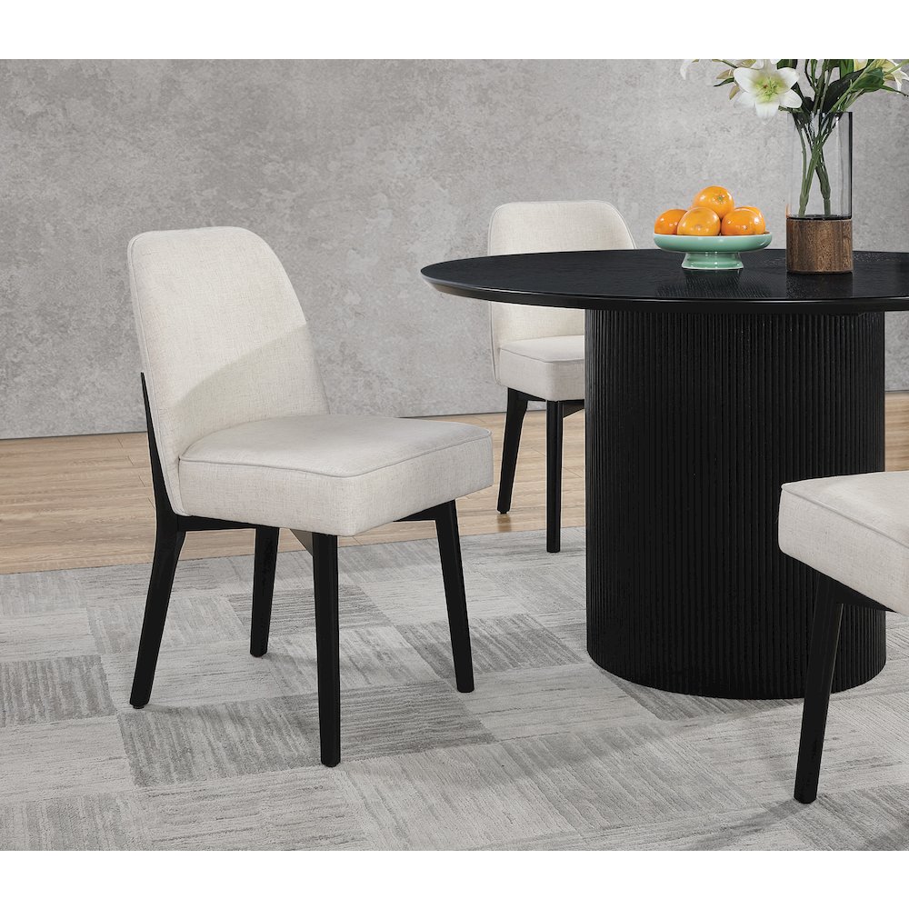 Jada Dining Chair 2-Pack in Linen Fabric with Black Finish Wood. Picture 8
