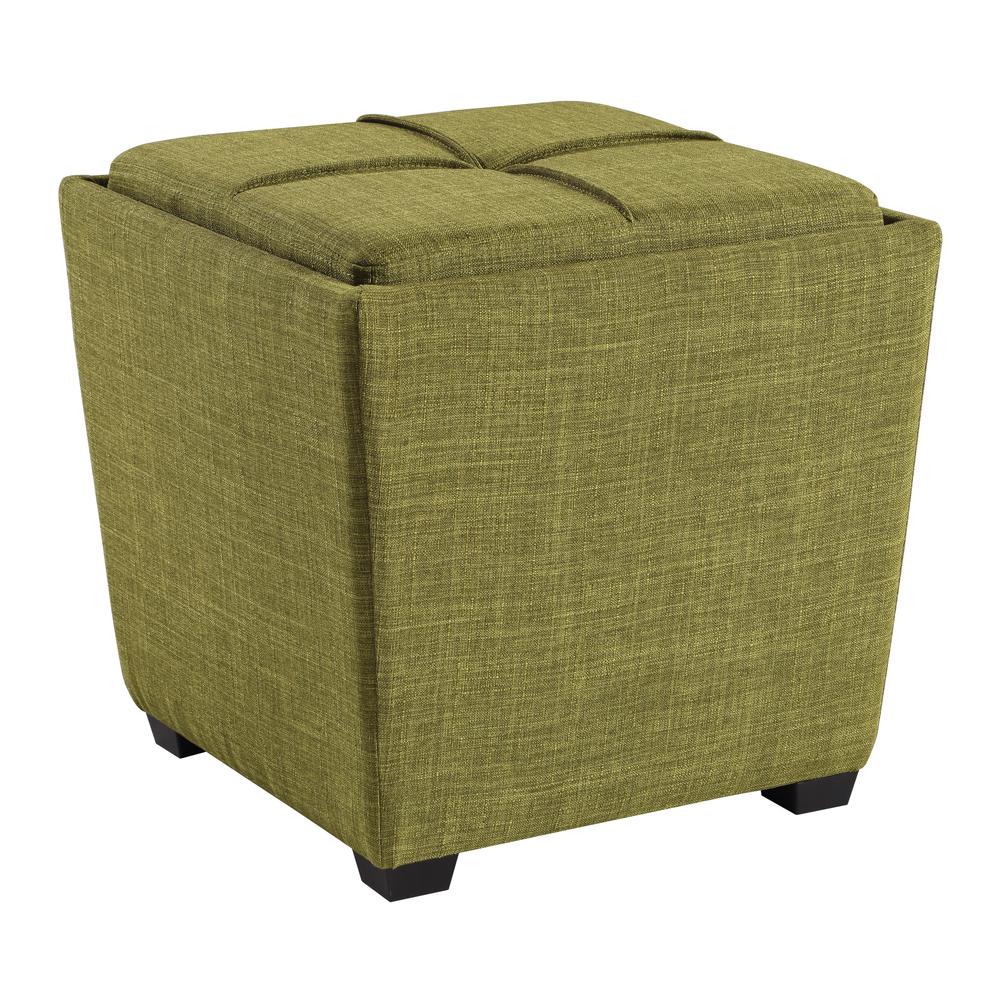 Rockford Storage Ottoman in Green Fabric, RCK361-M17. Picture 1