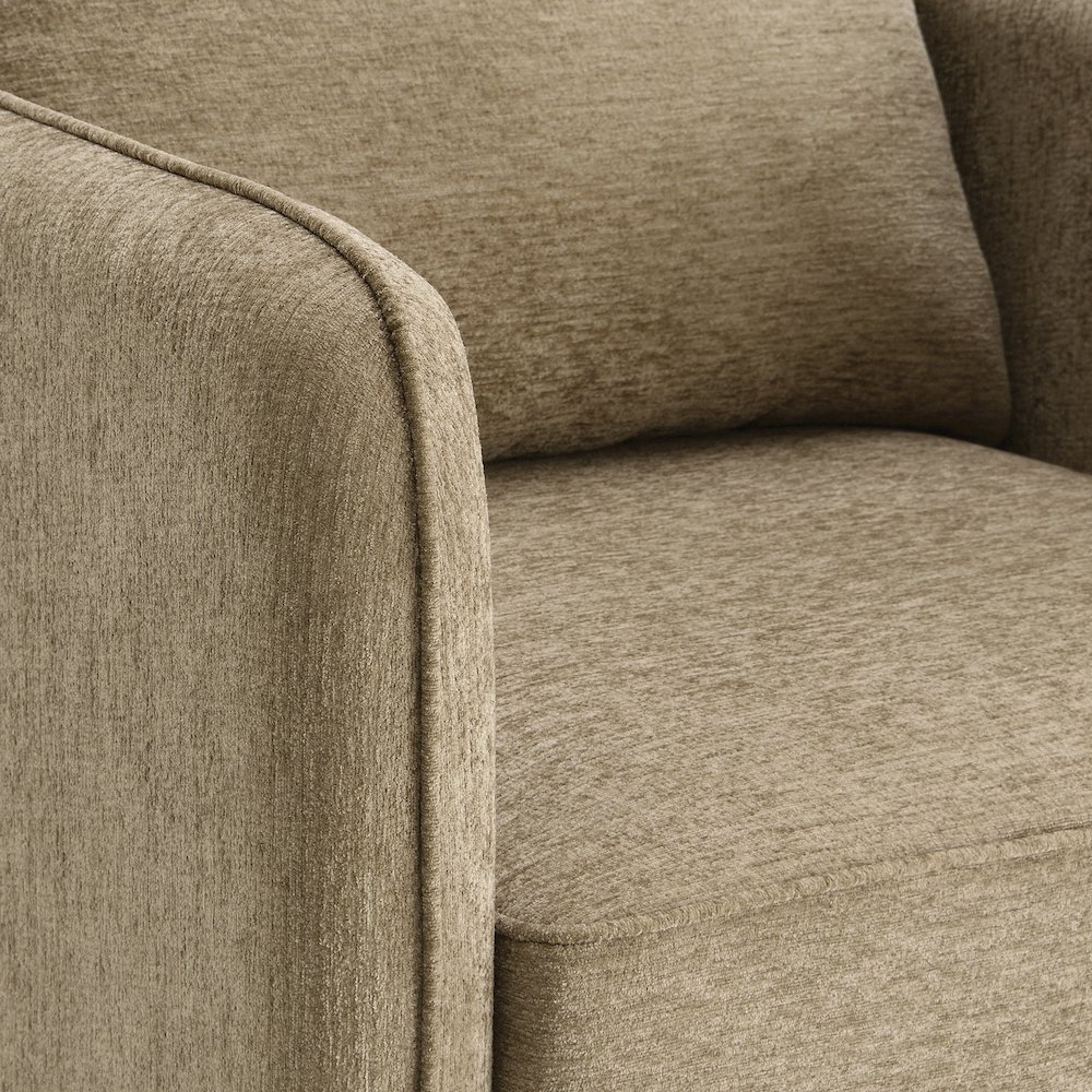 Newhaven Accent Chair in Taupe Fabric with Black Metal Legs. Picture 8