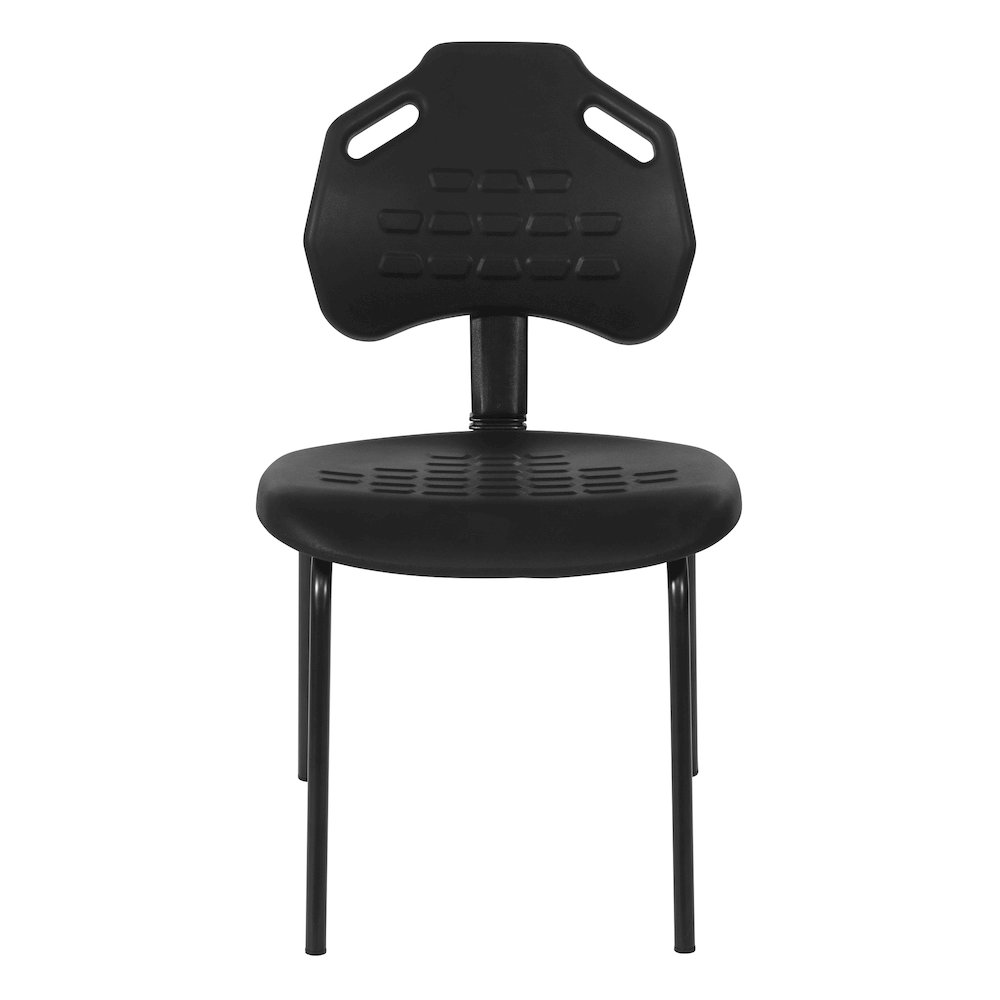 Black Self Skinned Urethane Armless Guest Chair in Black Finish Frame. Picture 3