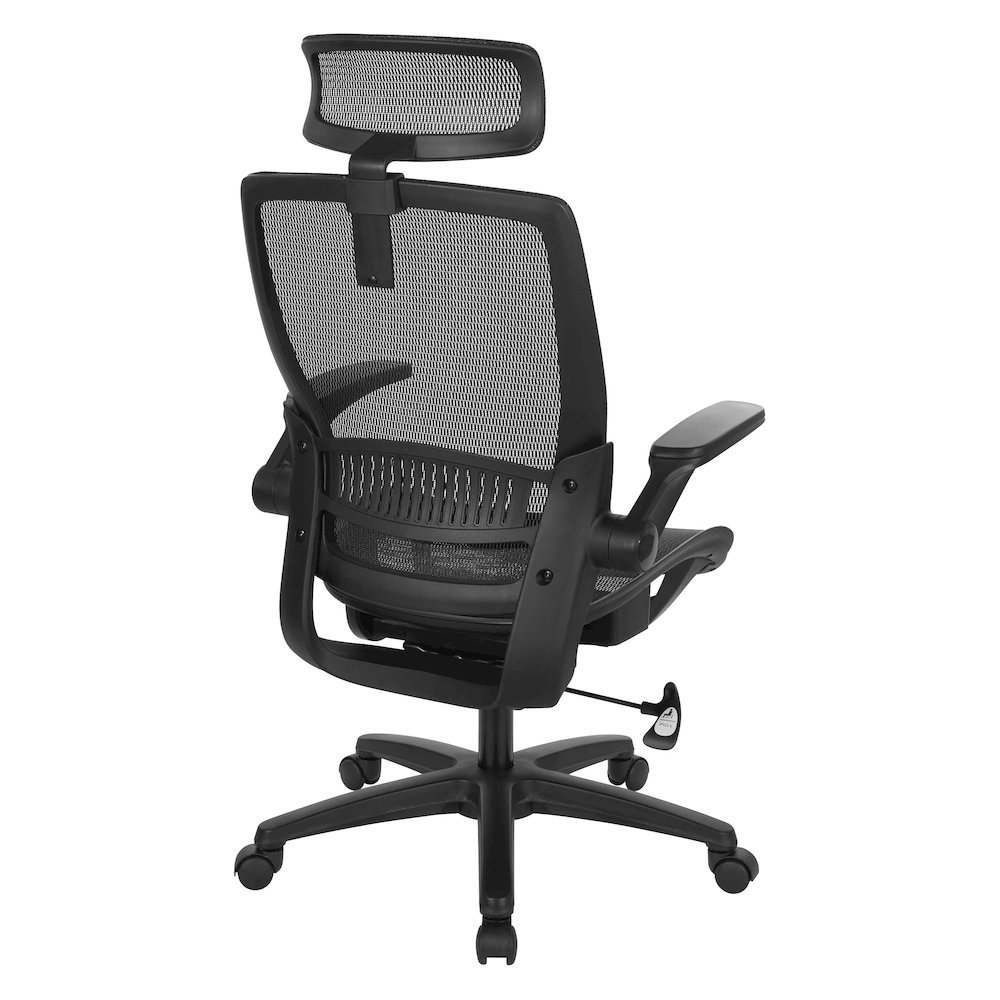 Managers Chair With Mesh Back And Seat And Adjustable Flip Arms And Headrest. Picture 6