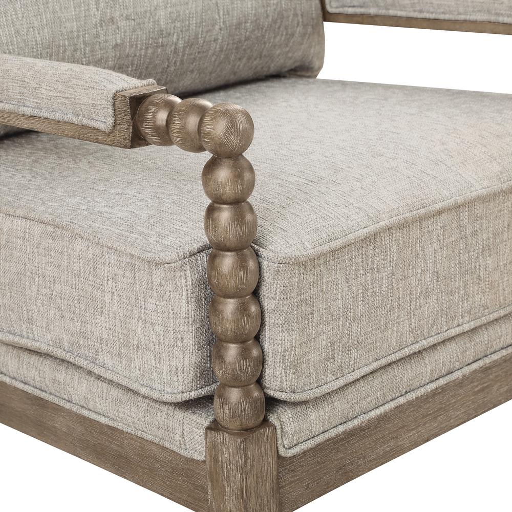 Fletcher Spindle Chair in Fog Fabric with Rustic Brown Finish. Picture 5