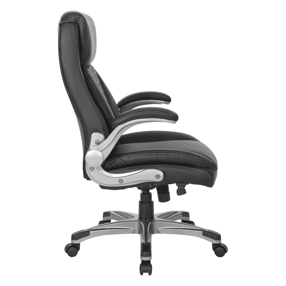 Executive Chair in Black Bonded Leather with Flip Arms. Picture 4