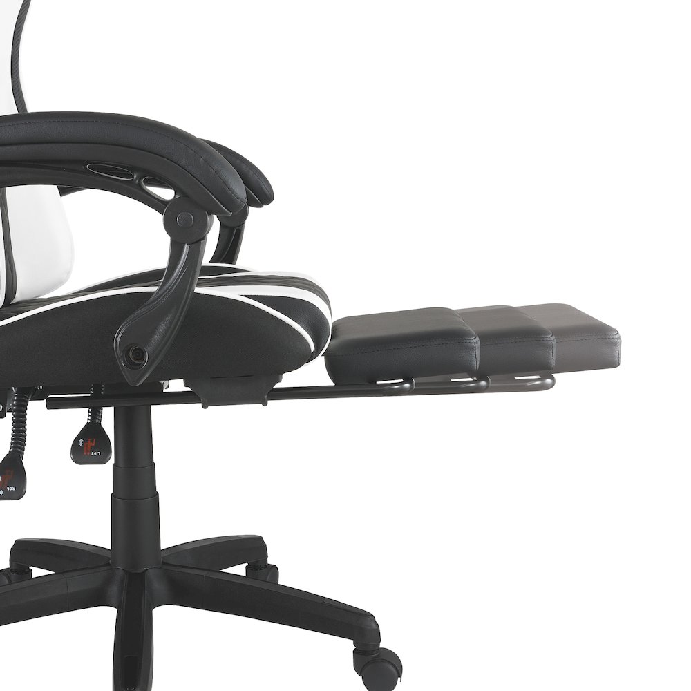 Expanse Gaming Chair  With Footrest in White Fabric. Picture 10
