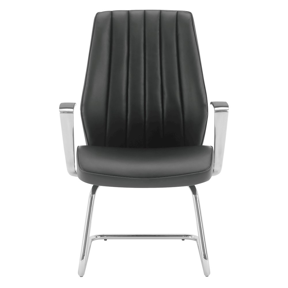 Visitor’s Chair with Fixed Padded Aluminum Arms and Chrome Sled Base. Picture 2