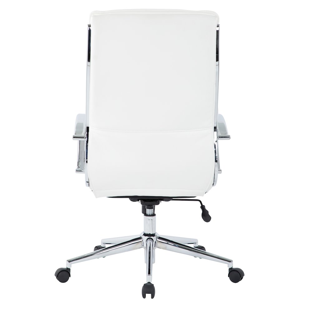 High Back Manager's Faux Leather Chair with Chrome Base, Removable Arm Sleeves. Picture 6