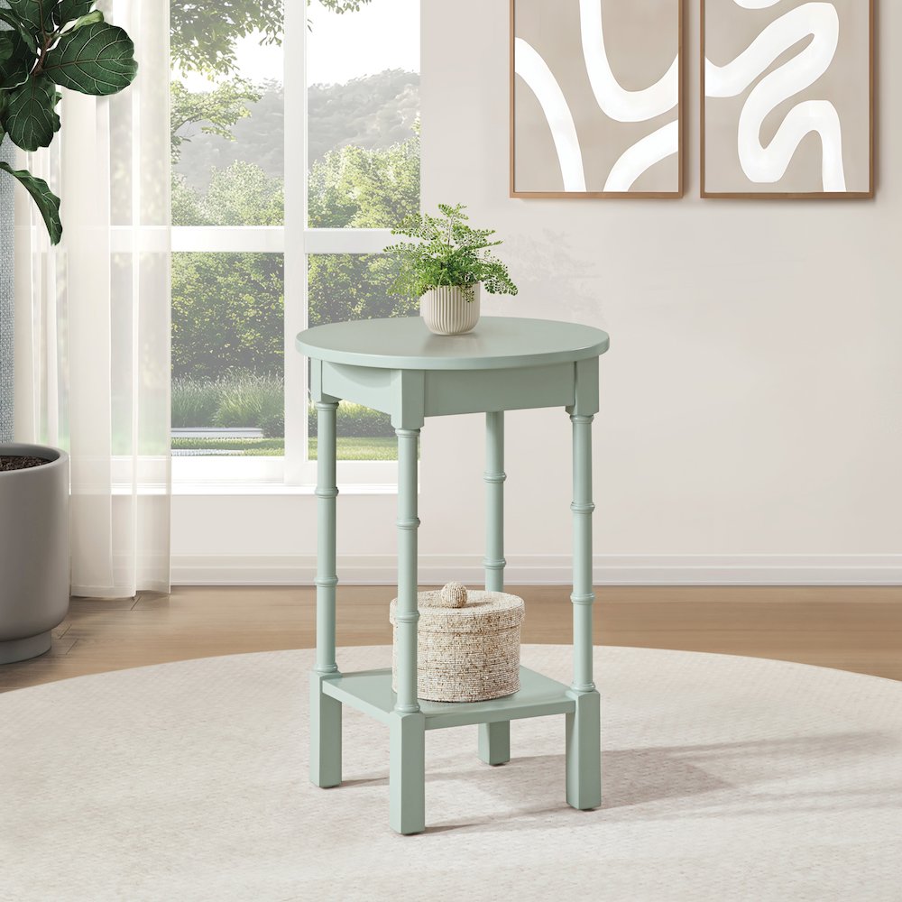 Golden Side Table in Sage Green Wood Finish. Picture 7