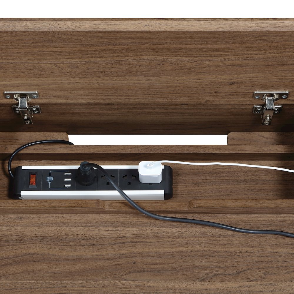 Angelina Desk with Shelf Storage Hutch with Majestic Walnut Finish. Picture 12