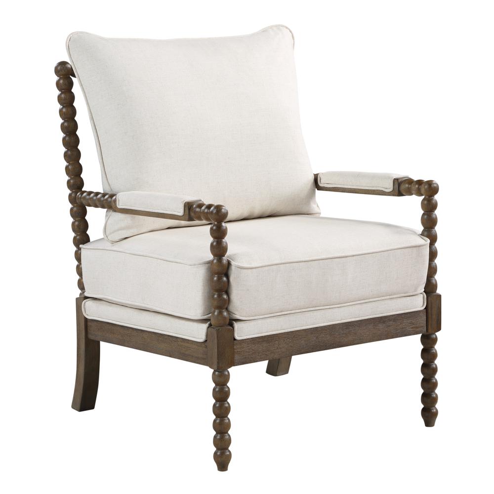 Fletcher Spindle Chair in Linen Fabric with Brush Charcoal Finish, FLR-L32. Picture 1