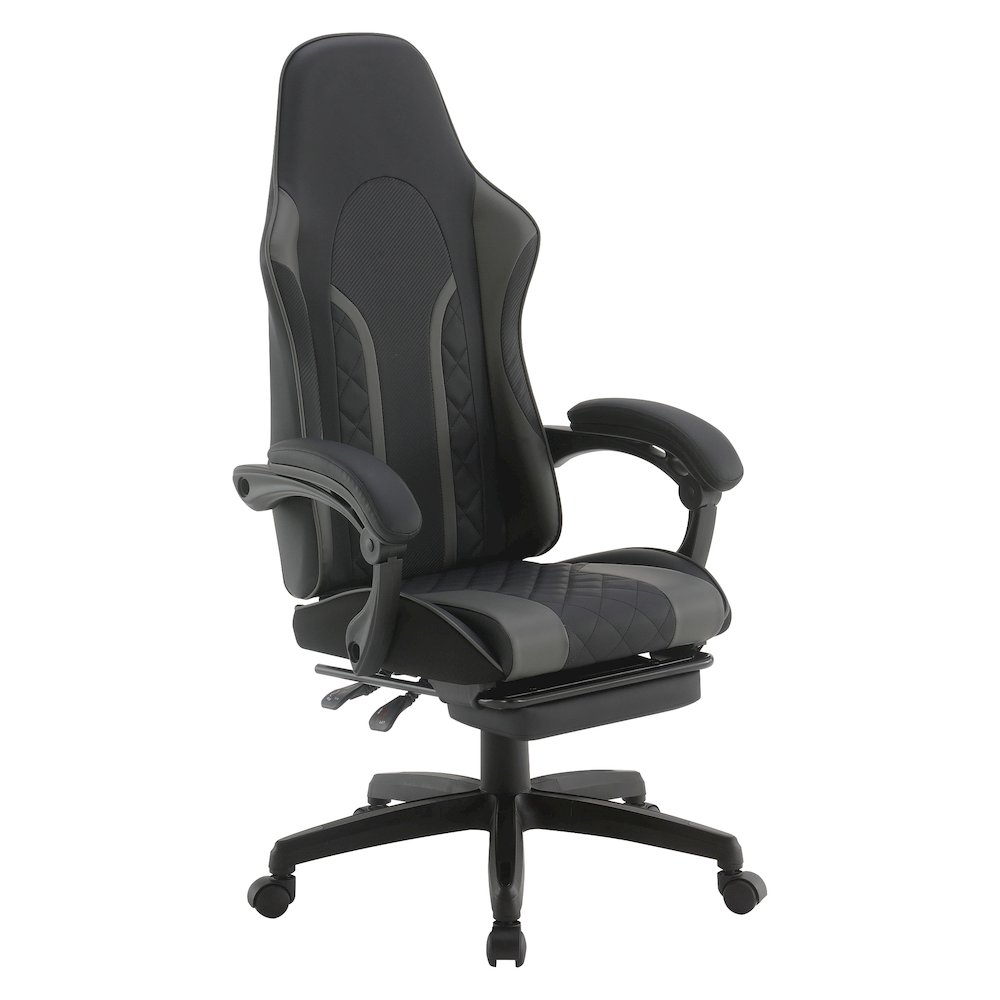 Expanse Gaming Chair  With Footrest in Grey Fabric. Picture 1
