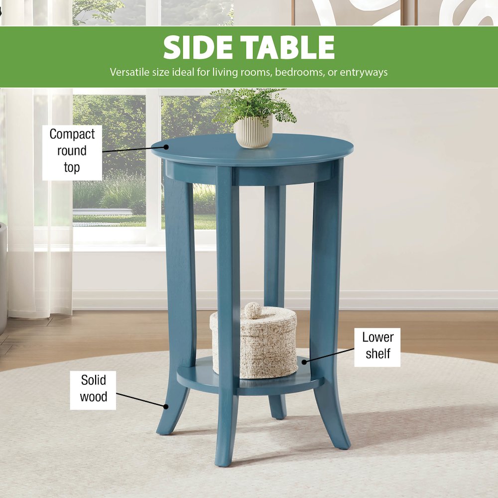 Golden Side Table in Blue Wood Finish. Picture 11