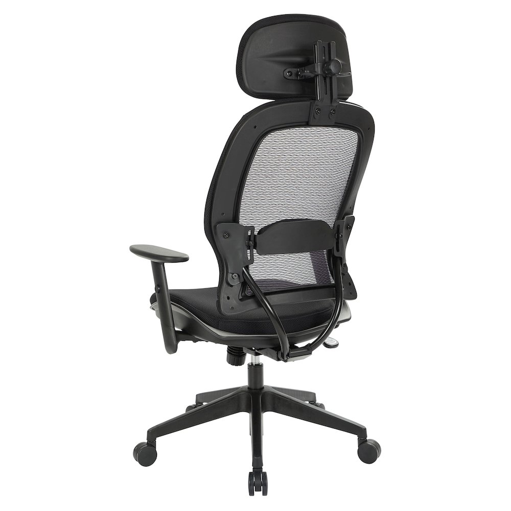 Office Star Professional Air Grid Chair with Adjustable Headrest - Mesh Seat - 5-star Base - Black - 1 Each. Picture 6