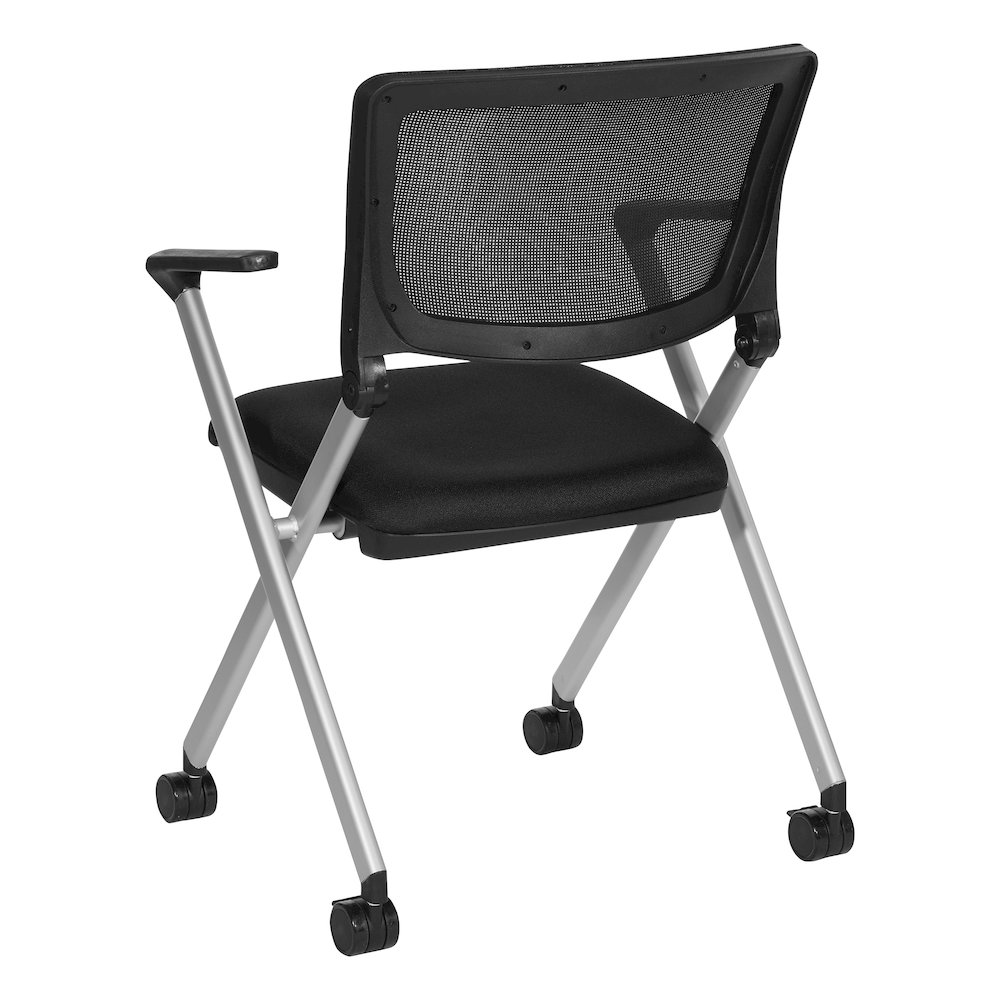 Flex Back Nesting Chair in Silver Finish and Black Mesh Fabric 2-Pack. Picture 6