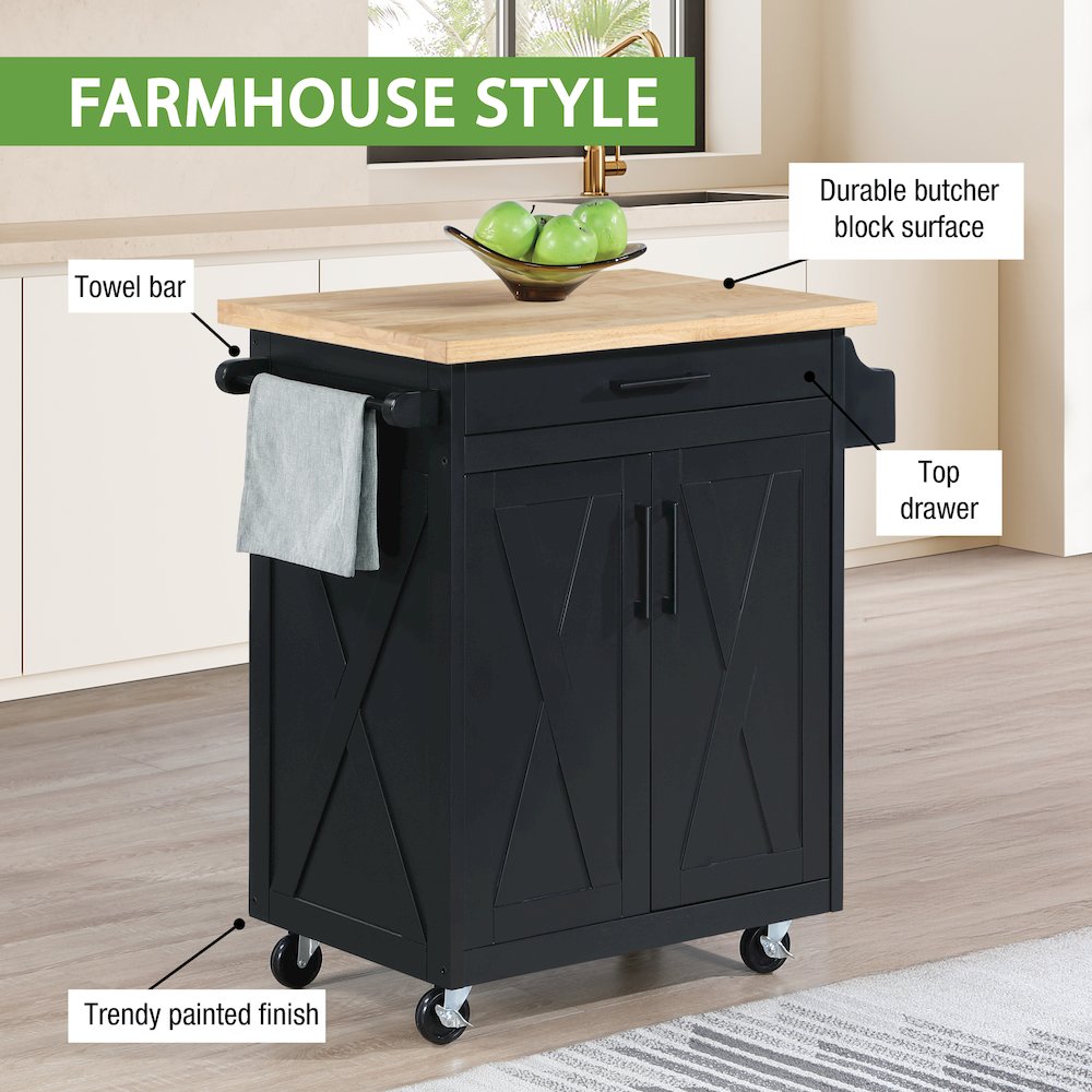 Bolten Kitchen Cart in Black Finish. Picture 13