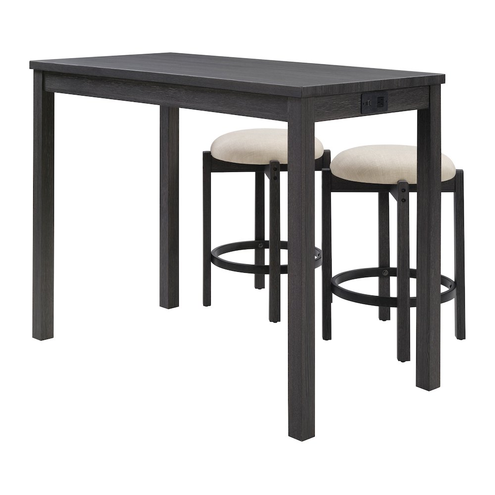 Melissa 3-PC  Counter Height Table Dining Set with Power, 2 Stools. Picture 6