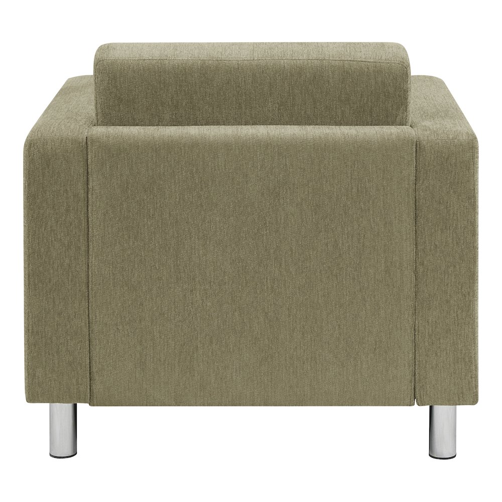 Pacific Armchair in Sea Green Fabric with Chrome Legs. Picture 7