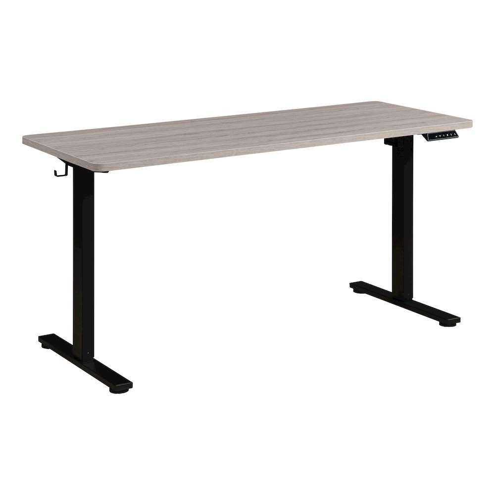 Primo 59"W Sit to Stand Electric Height Adjustable Desk With Light Grey Top. Picture 1