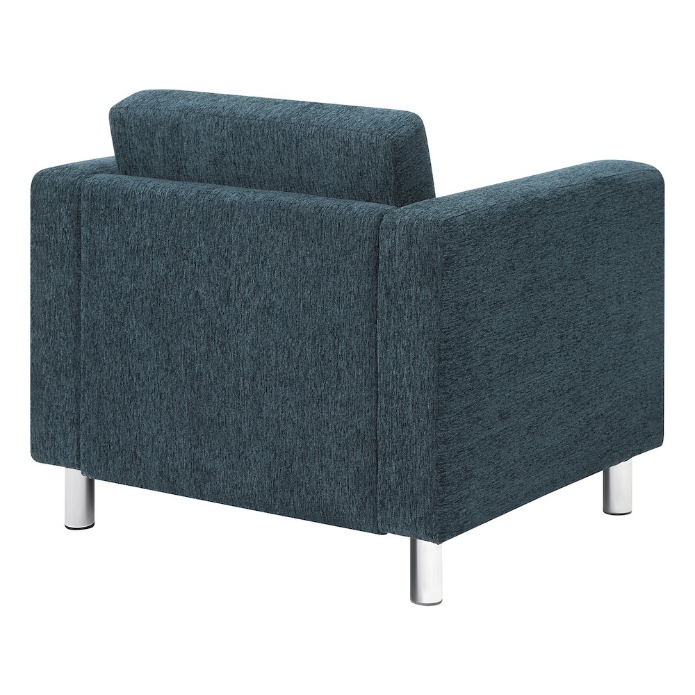 Pacific Armchair in Navy Fabric with Chrome Legs. Picture 6