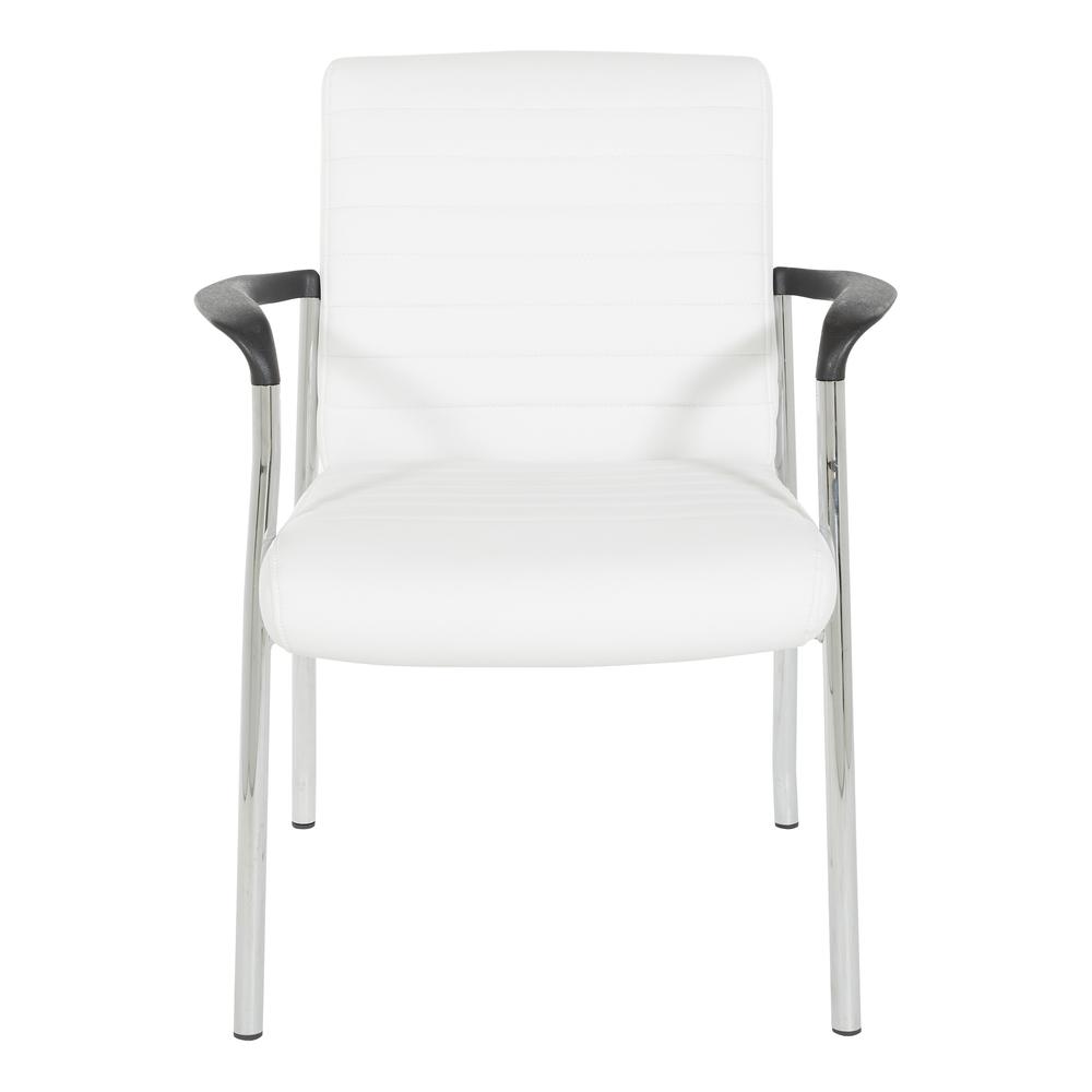 Guest Chair in White Faux Leather with Chrome Frame, FL38610C-U11. Picture 2