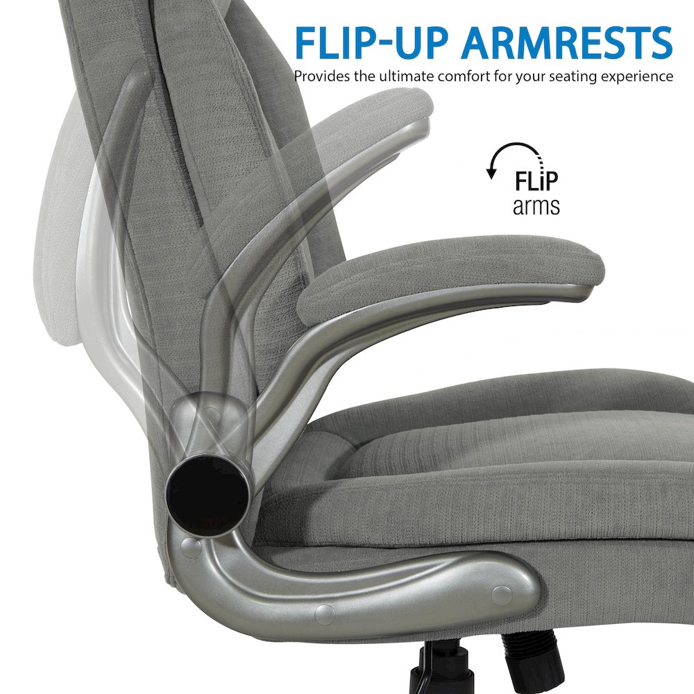 Grey Fabric Big & Tall Chair with Padded Flip Arms and Titanium Base.. Picture 13