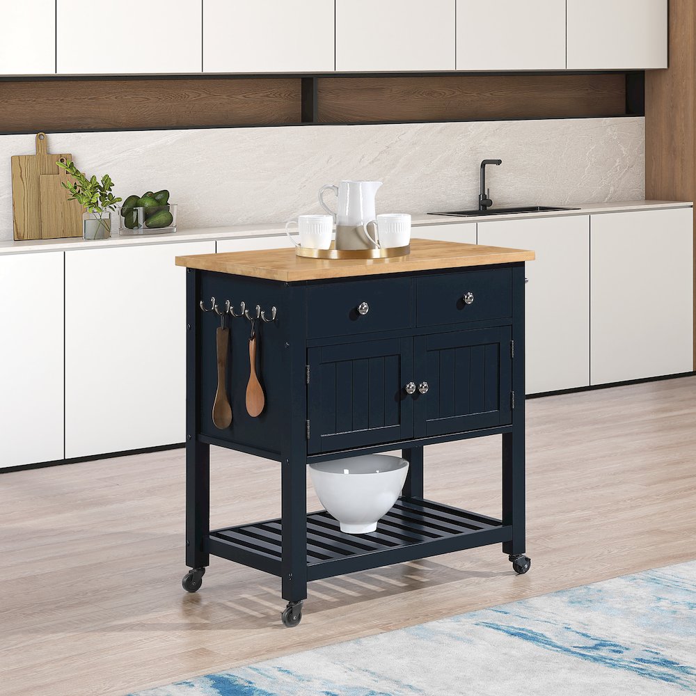 Stirling Kitchen Cart in Blue Finish. Picture 9
